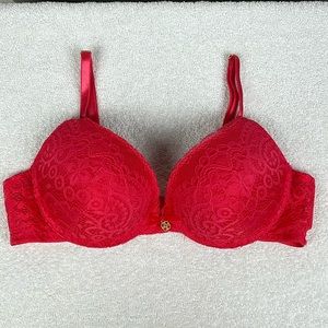 Daisy Fuentes Lace Pushup Bra Reddish Orange 34C NWOT